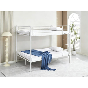 Lit double superposé avec sommier inclus "Adam" - 140 x 190 cm - Blanc