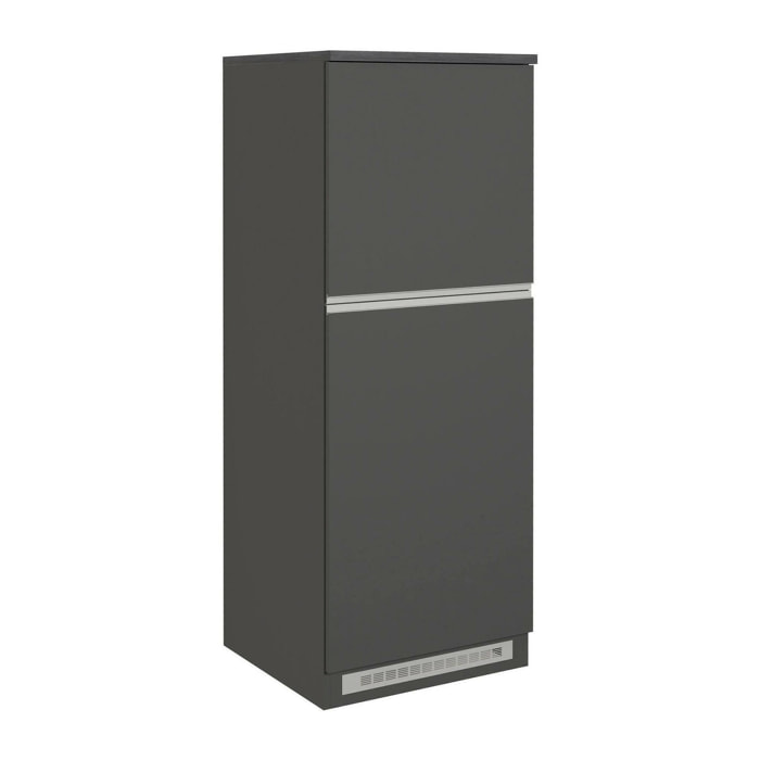 Dispensa da cucina Dcasasol, Mobile multiuso, Armadio porta frigo a 2 ante, 100% Made in Italy, 60x60h165 cm, Antracite e Ardesia