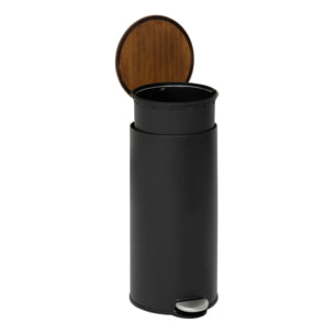 Poubelle Modern Color avec Pedale 30L Noir et Acacia 29,2x37,7x59,5 cm