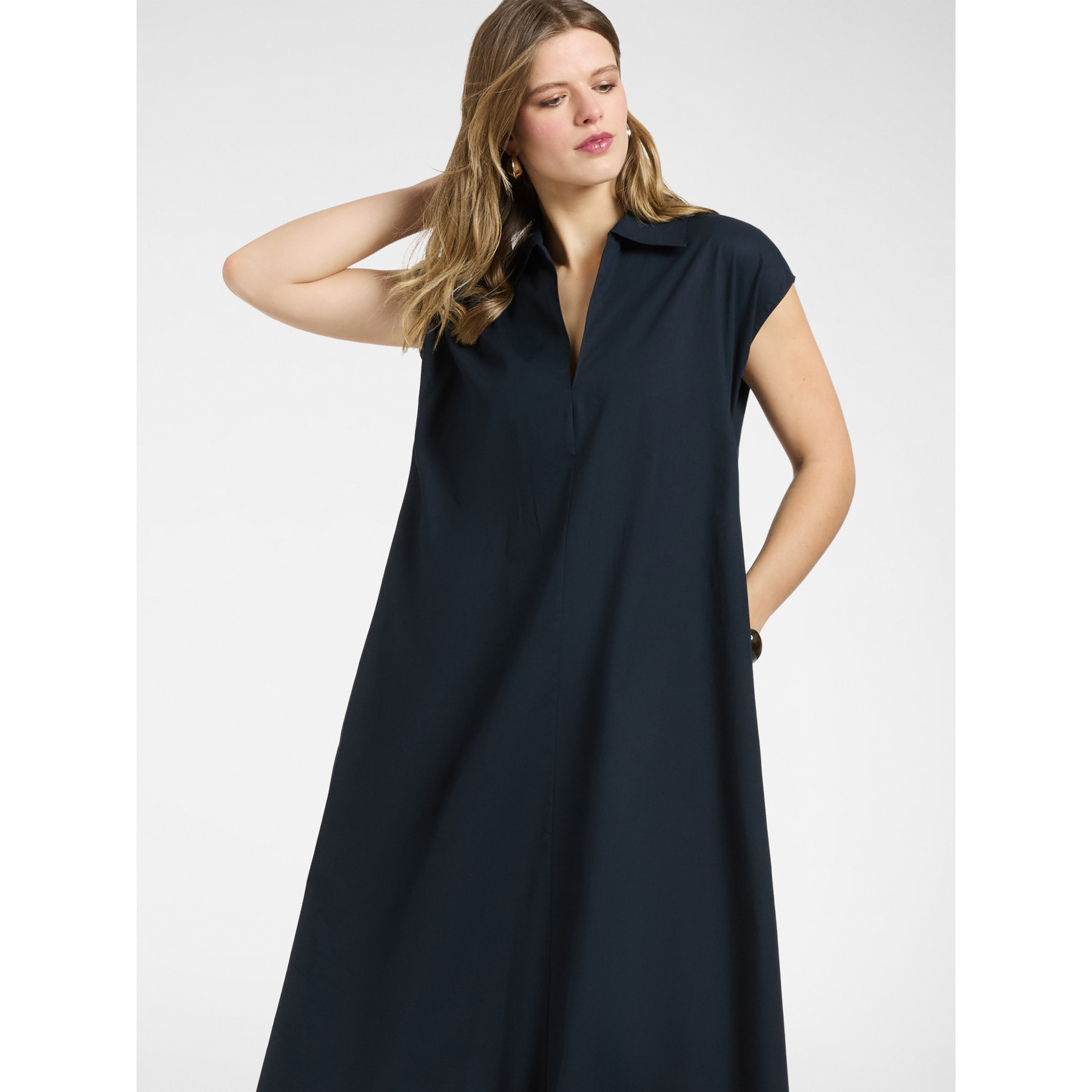 Elena Mirò - Vestido evasé con cuello - Azul