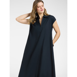 Elena Mirò - Vestido evasé con cuello - Azul