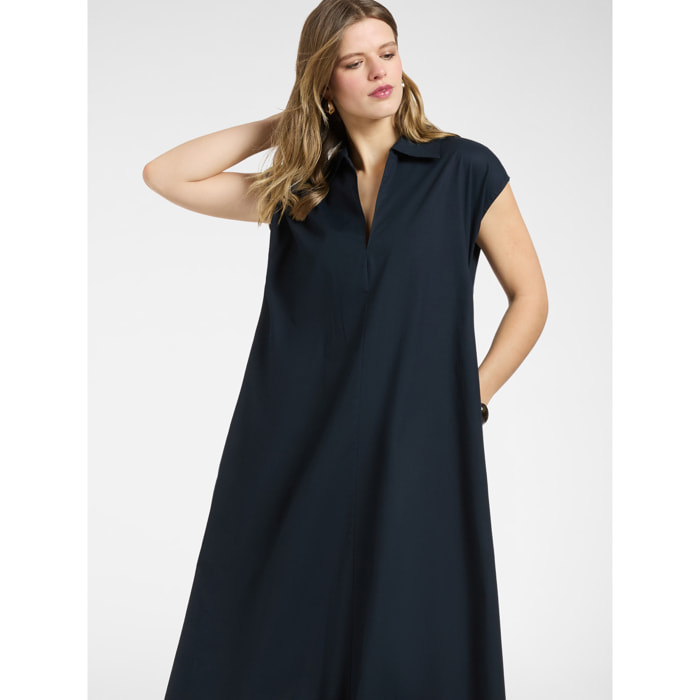 Elena Mirò - Vestido evasé con cuello - Azul