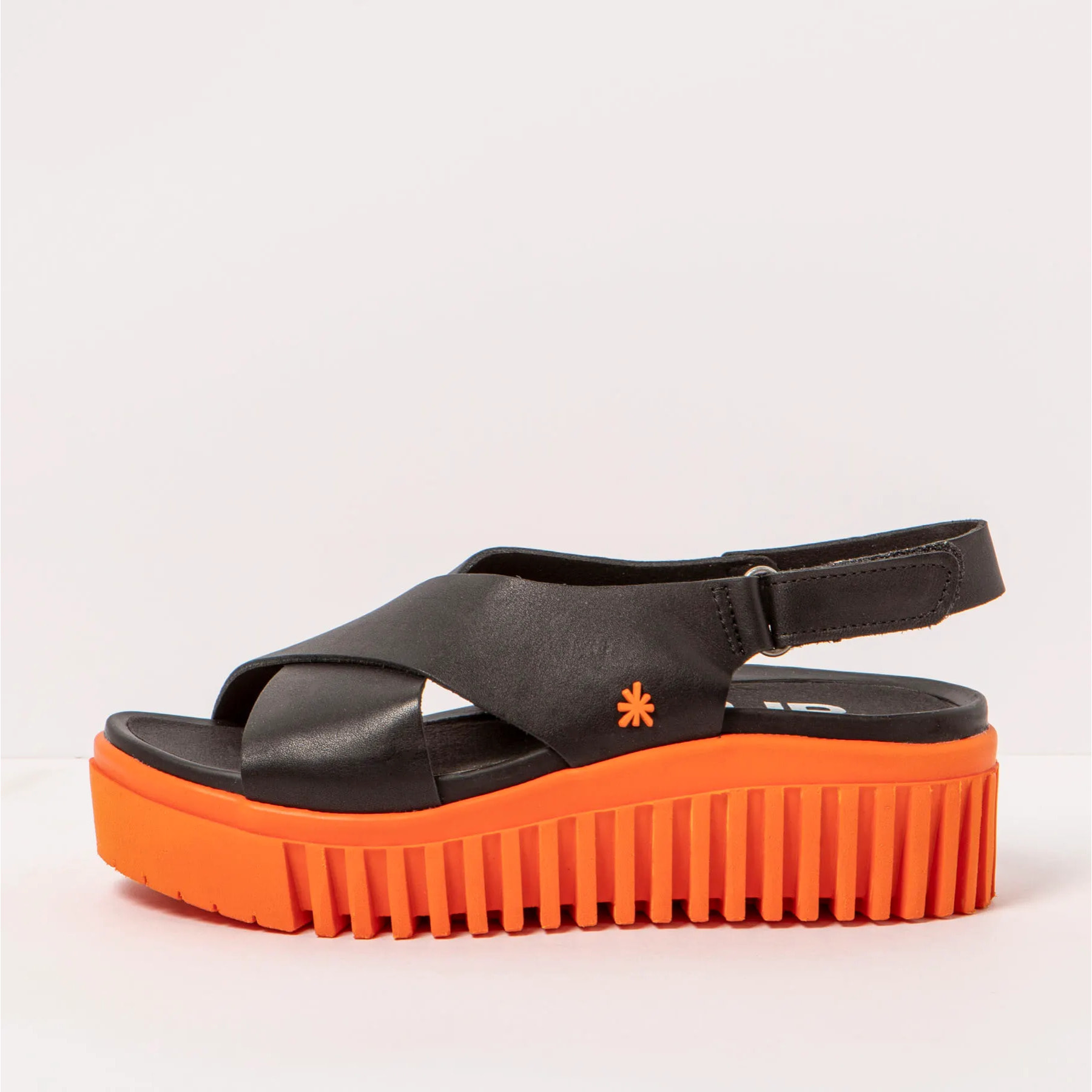 Sandalia de cuña 1574 NAPPA BLACK-ORANGE/BRIGHTON color Black-orange