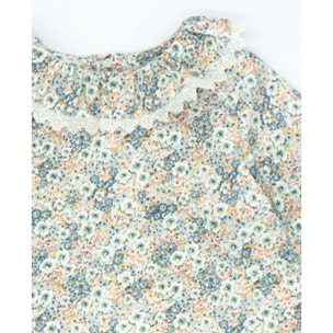 Blusa flores con volante