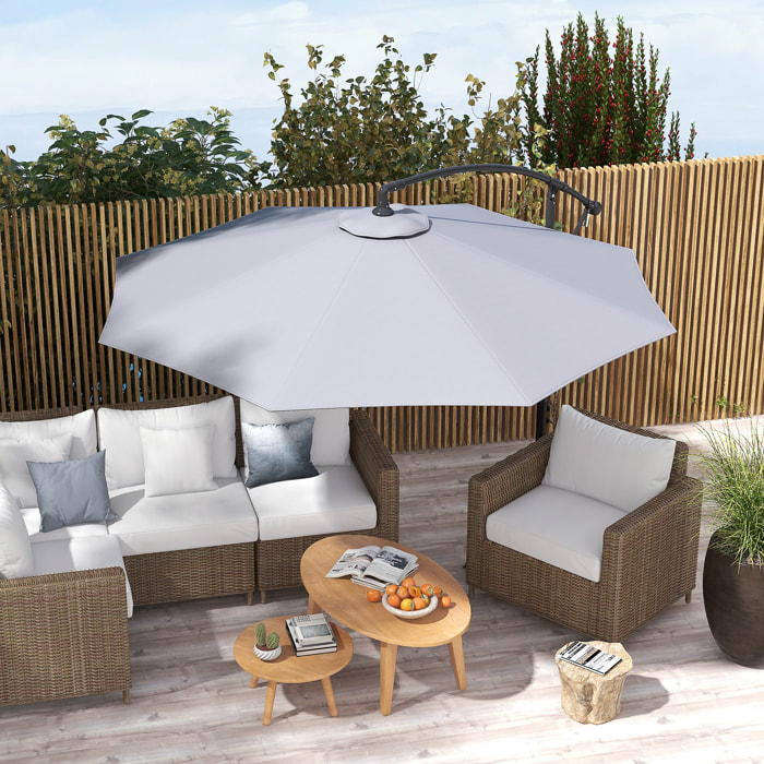 Toldo de Recambio de Sombrilla de 3 m Toldo de Repuesto para Sombrilla de Patio con Ventilación Superior Cubierta de Repuesto para Parasol de Poliéster para Exteriores Gris