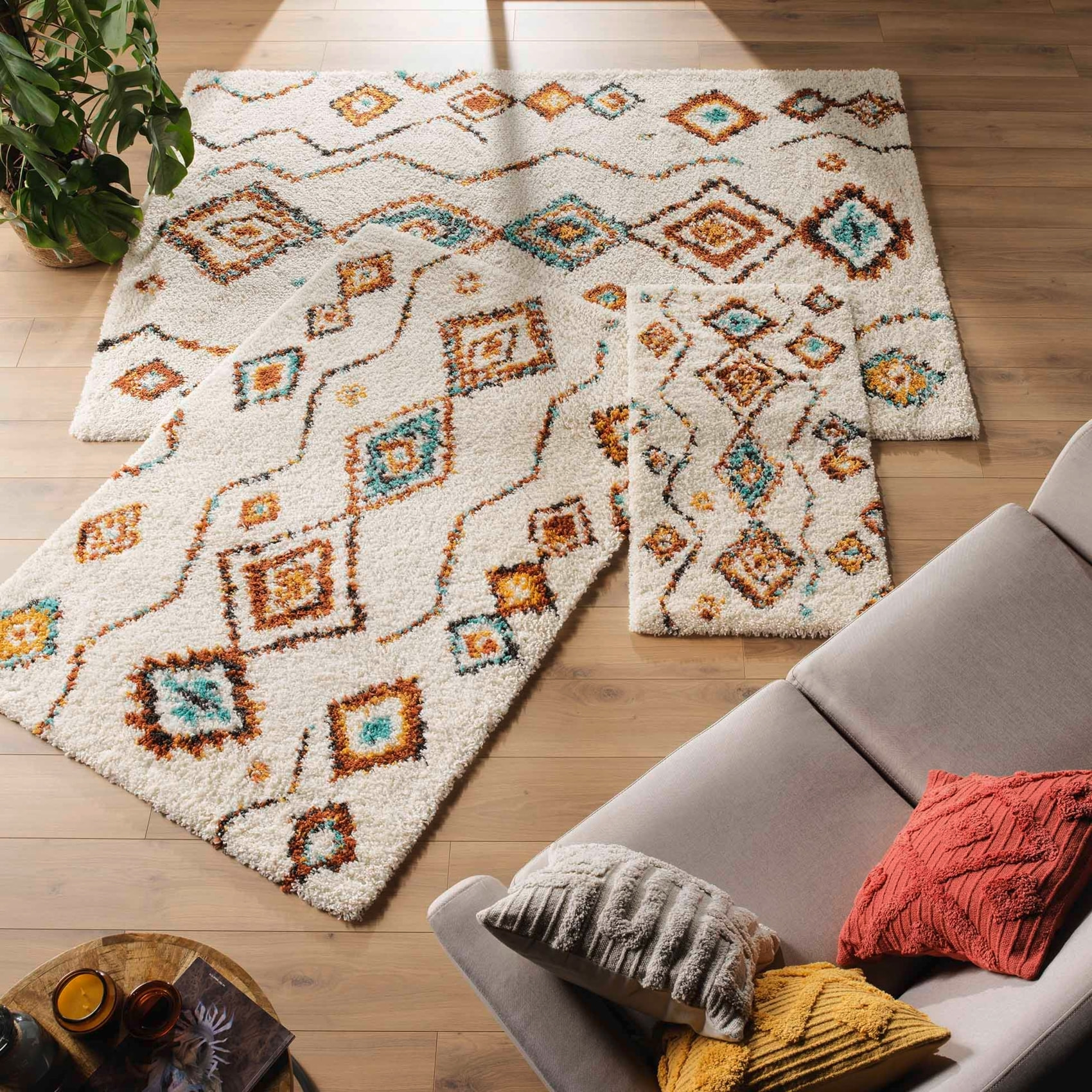 Tapis berbère à motifs géométriques - Naturel