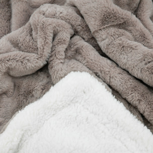 Plaid imitation "Lapin" - Cocoon Beige Taupe - 610g/m²