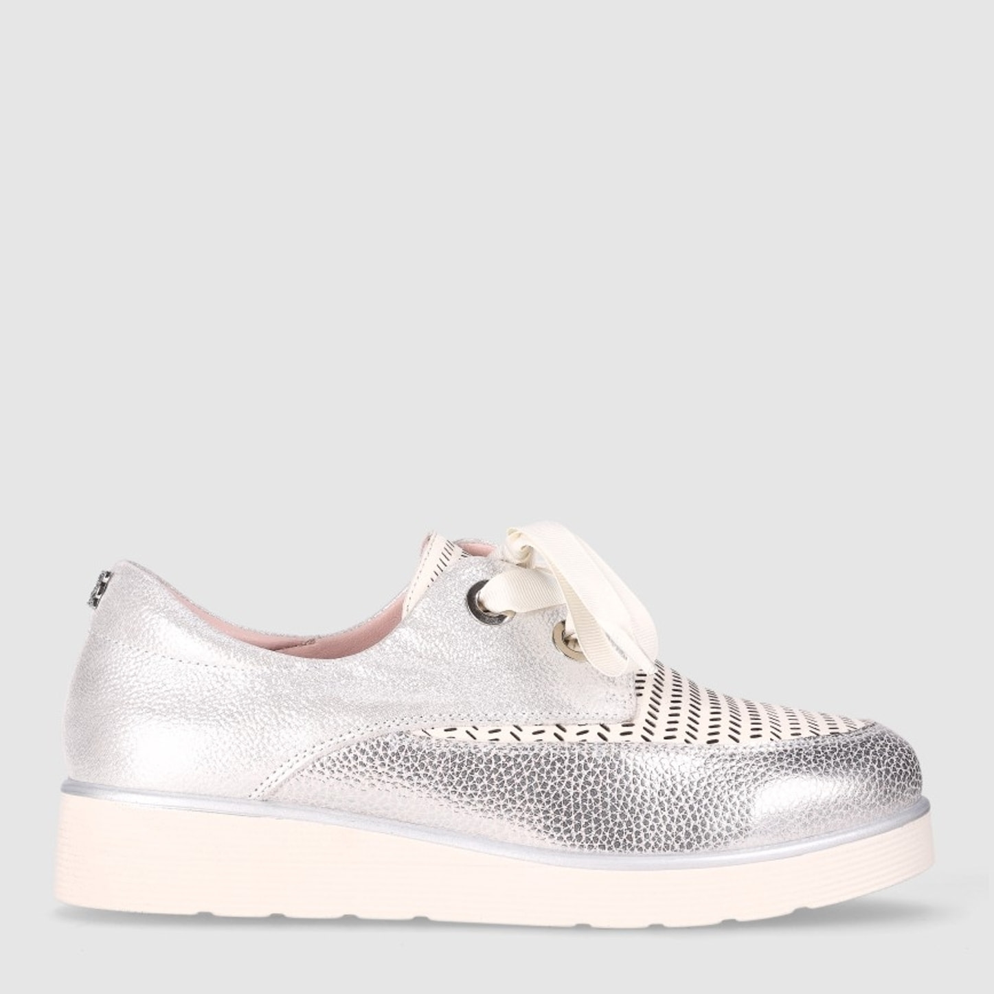 Zapatos de Piel - Plata - Tacón: 3 cm