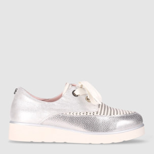 Zapatos de Piel - Plata - Tacón: 3 cm