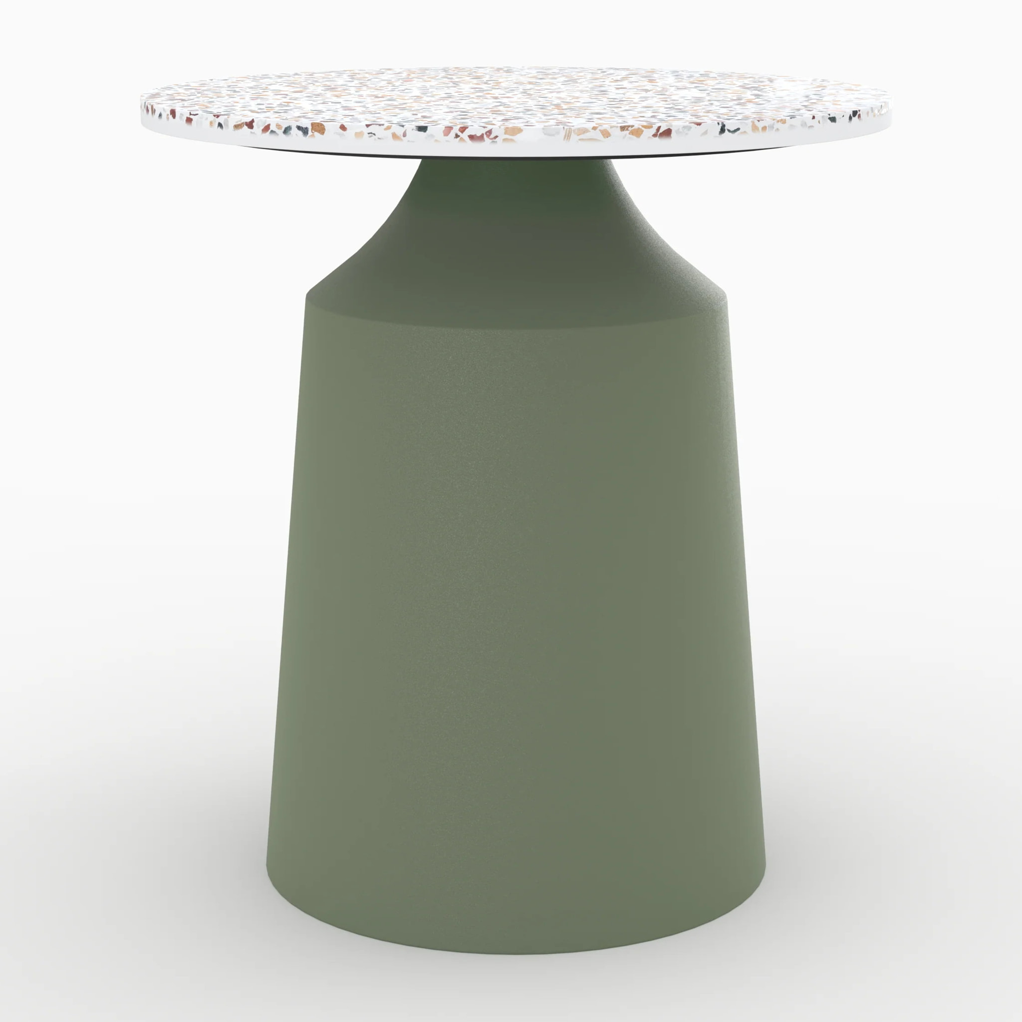 Table d'appoint ronde en terrazzo et métal vert kaki D44 cm - Daphné