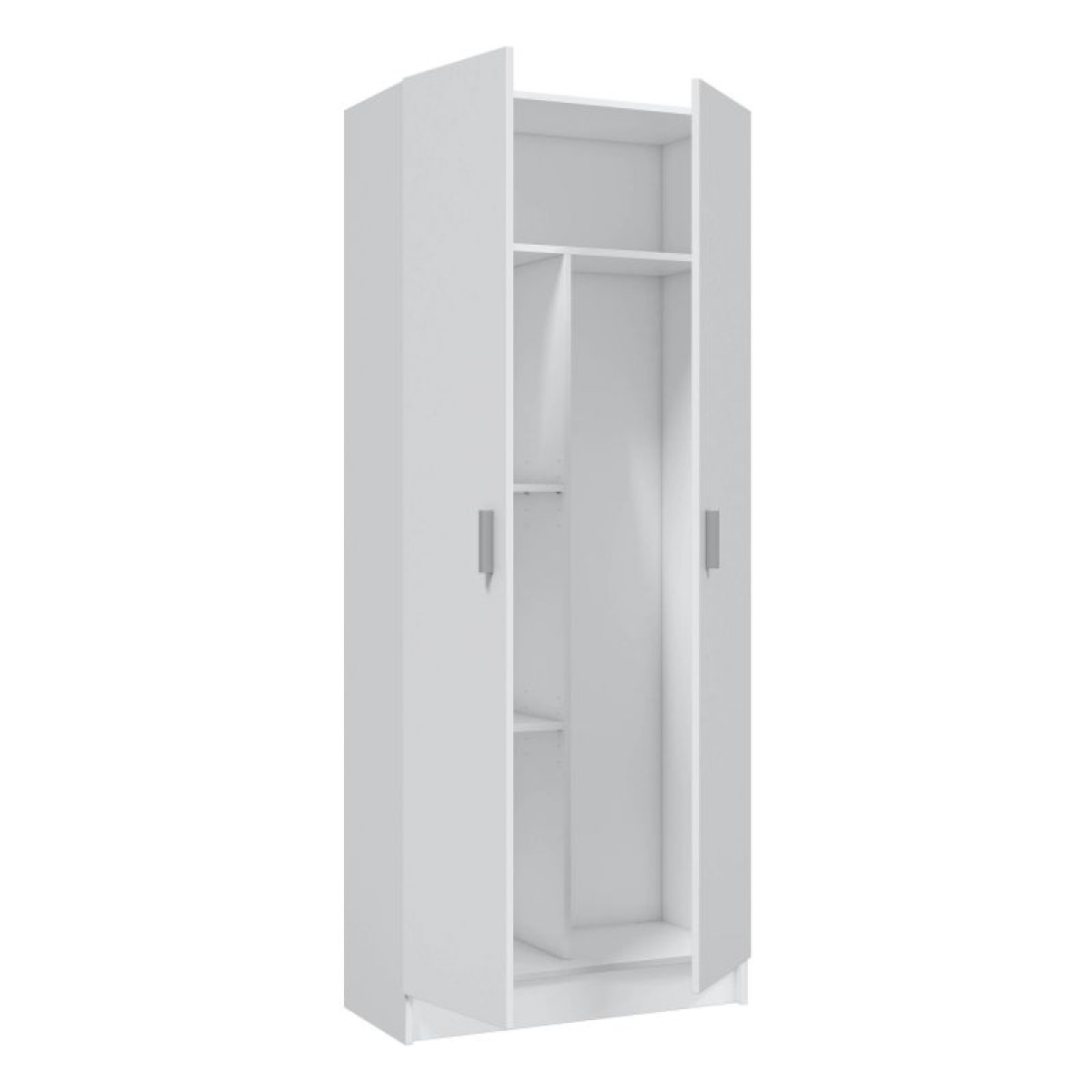 Armario de 2 puertas en blanco 73x180 cm Multiusos Blanco