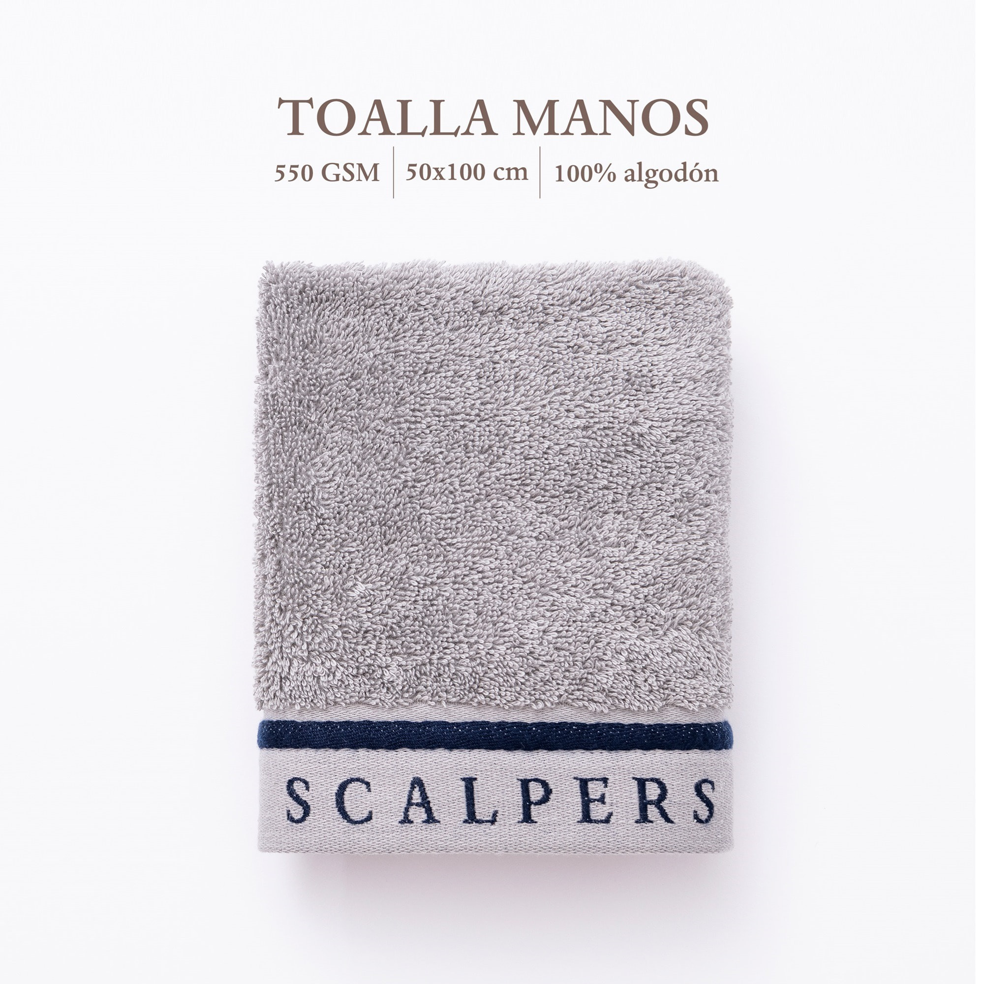 Juego de 3 toalllas (50x100cm + 30x50cm + 90x150cm) gris con rayas scalpers home