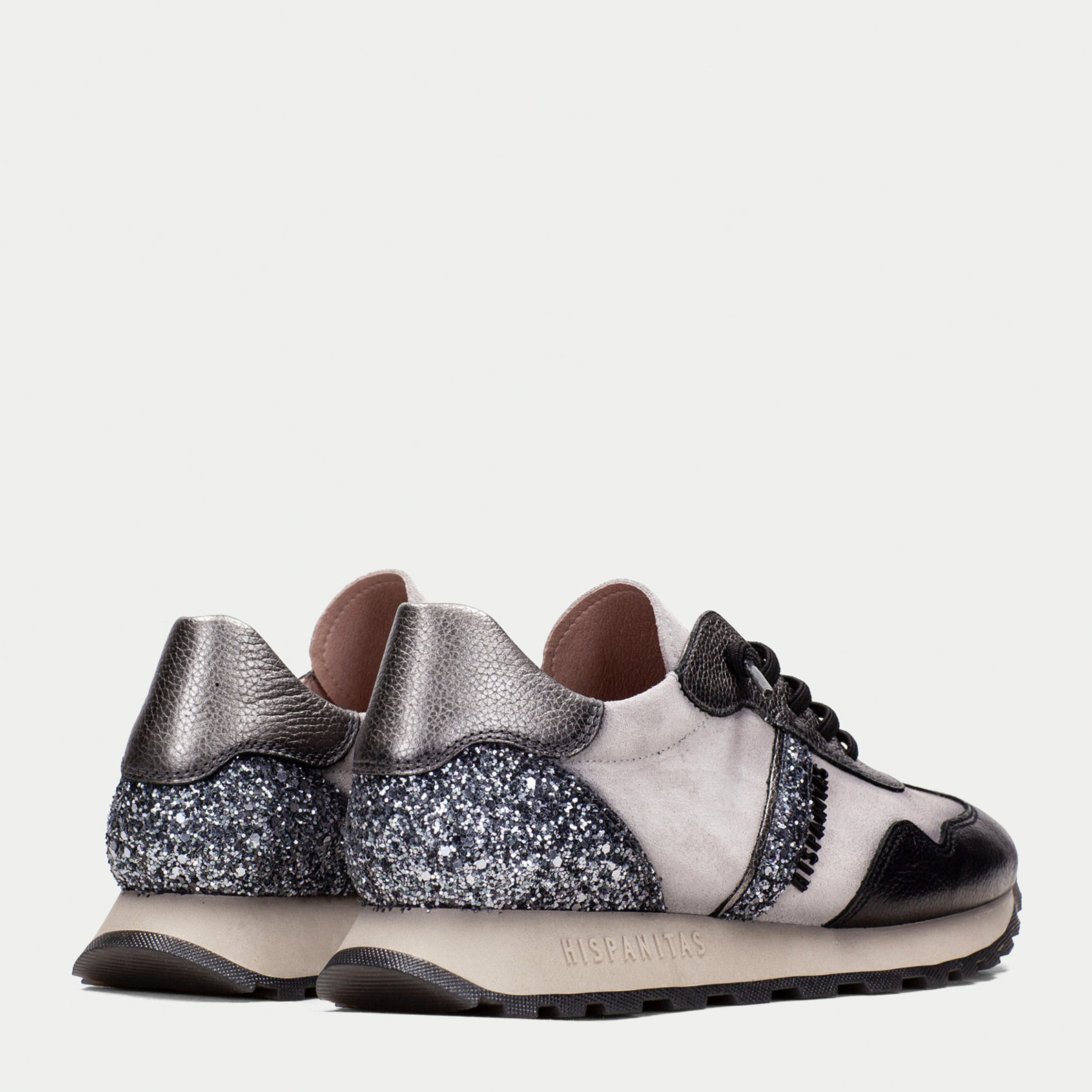 Deportivo Loira Negro gris glitter 3 cm