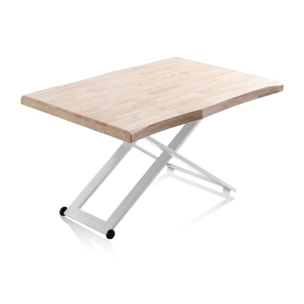 Mesa de centro elevable Lada Fit Blanco - Roble