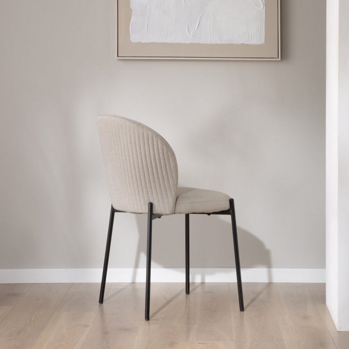 Chaise rembourrée Nuren -tissu-couleur beige 48 x 85 x 55 cm