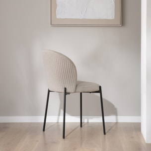 Chaise rembourrée Nuren -tissu-couleur beige 48 x 85 x 55 cm