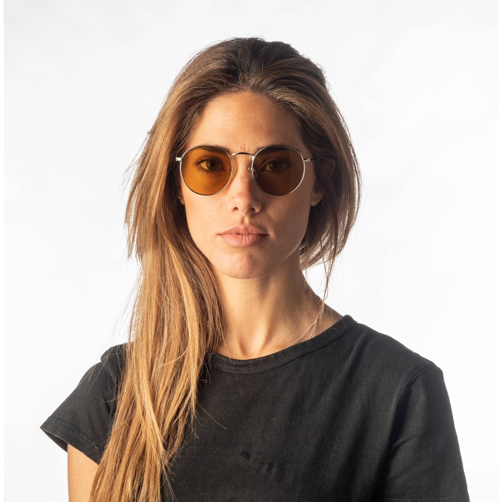 Gafas de sol OCEAN TOKYO - Plateado brillante / Ámbar transparente