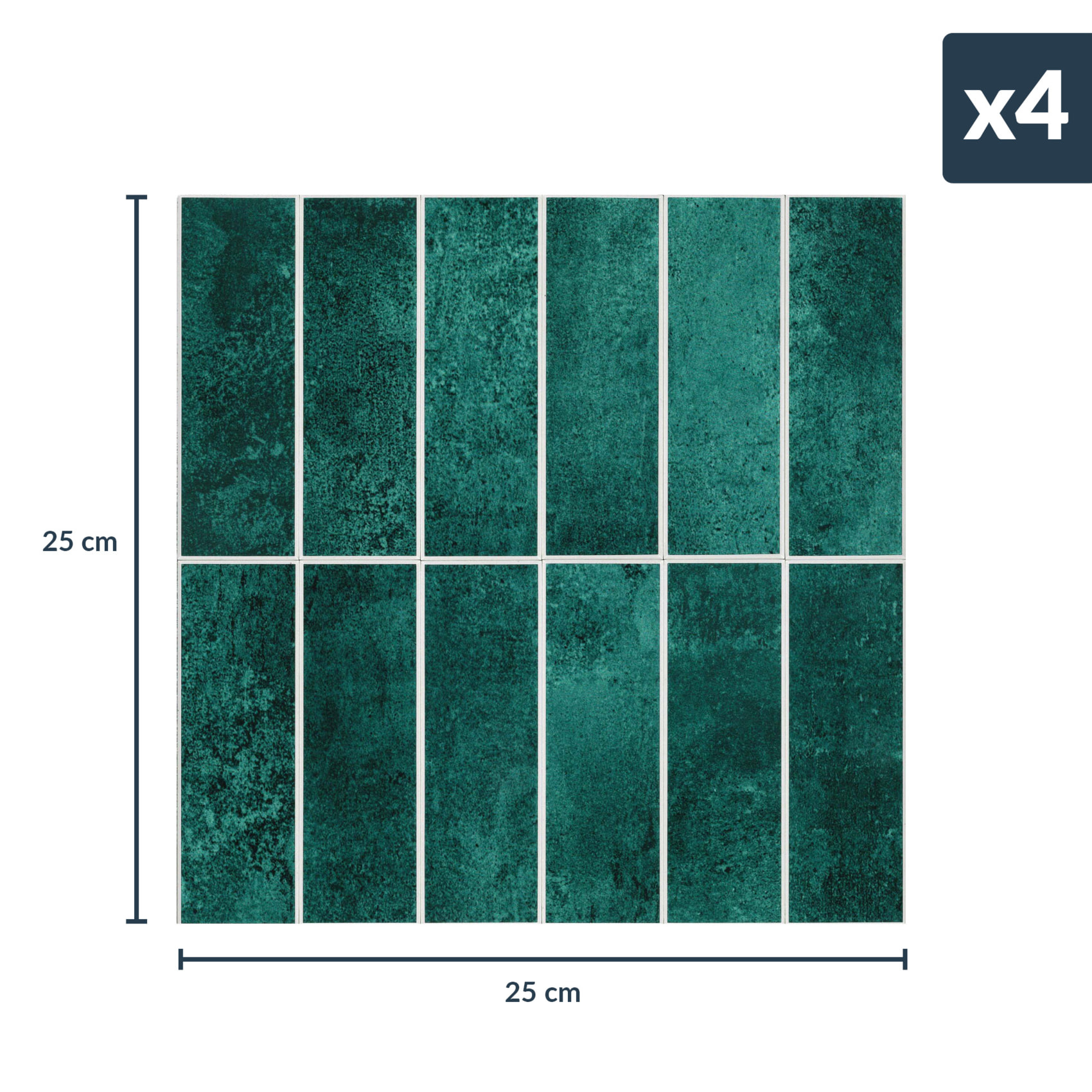 Crédence adhésive murale 3D  - Effet carrelage 4 pièces - Vert emeraude