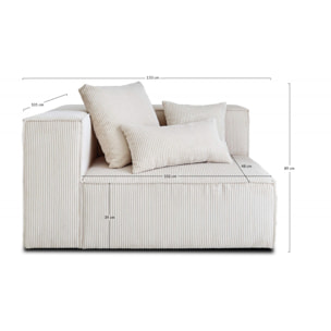 Colombine - module d'assise gauche - en velours côtelé - Beige