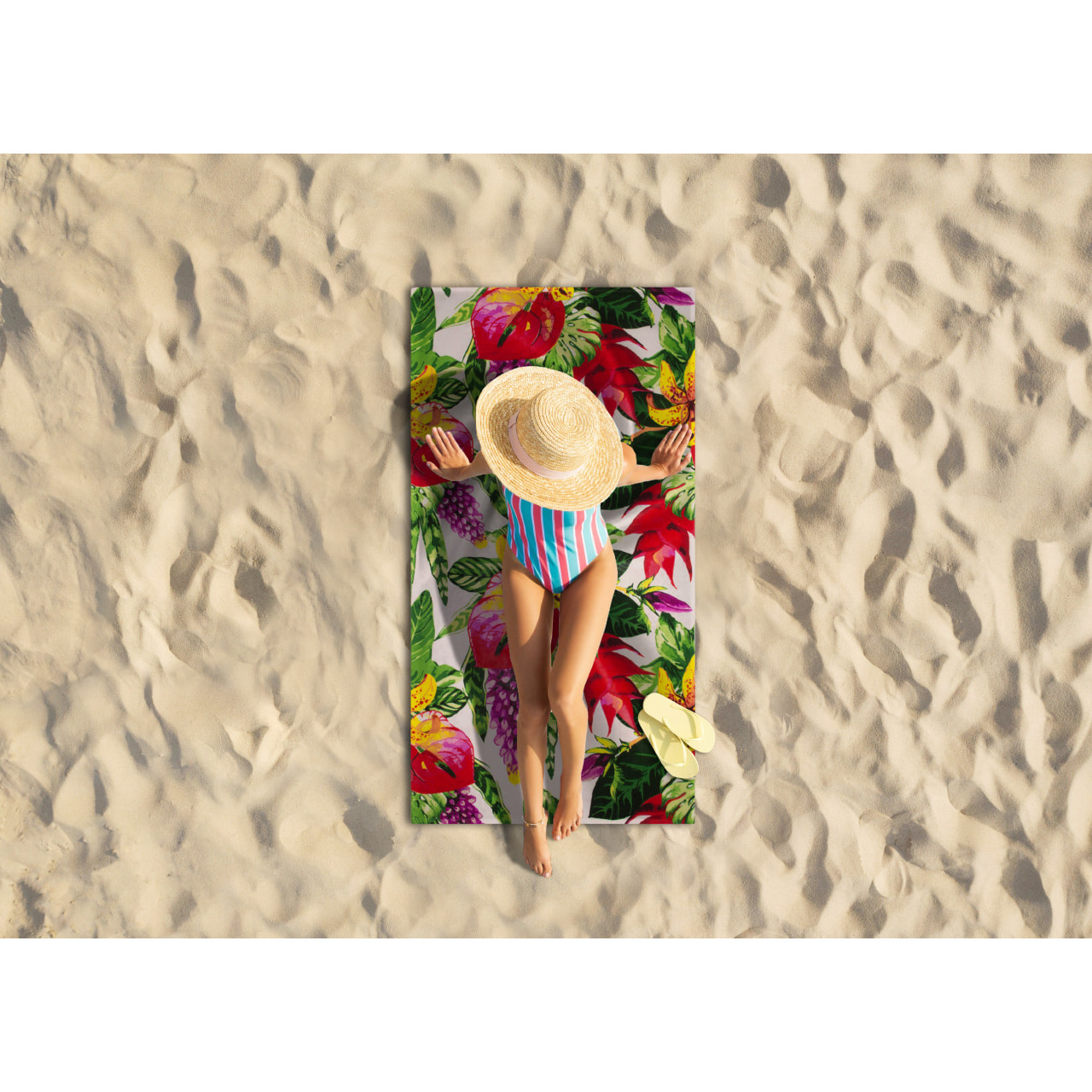 Telo Mare Grande 100x180 Spugna Maui Flower D15