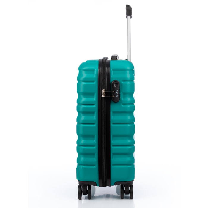 Juego de 3 maletas Trolley, en material ligero ABS de alta resistencia. Cerradura numérica y 4 ruedas giratorias 360° extraibles en la maleta grande.