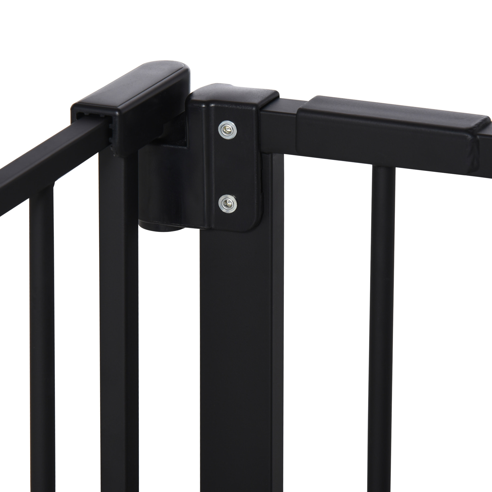 Barrera de Seguridad Extensible para Puertas y Escaleras Barrera para Perros con Cierre Automático y Sistema de Doble Bloqueo Metal 74-147,5x76,2 cm Negro