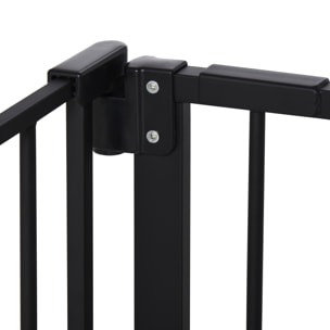 Barrera de Seguridad Extensible para Puertas y Escaleras Barrera para Perros con Cierre Automático y Sistema de Doble Bloqueo Metal 74-147,5x76,2 cm Negro