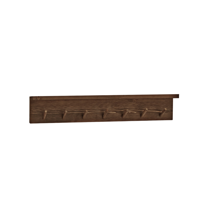 Colgador de pared de madera maciza en tono nogal de 61x9,5cm Alto: 9.5 Largo: 61 Ancho: 5.5