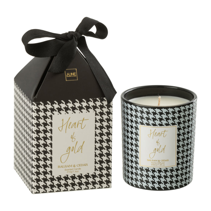 J-Line bougie parfumée - verre - blanc/noir - small