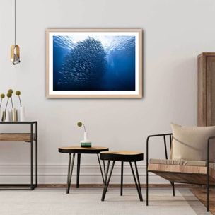 Affiche Masse bleue Affiche + cadre en bois - Chêne