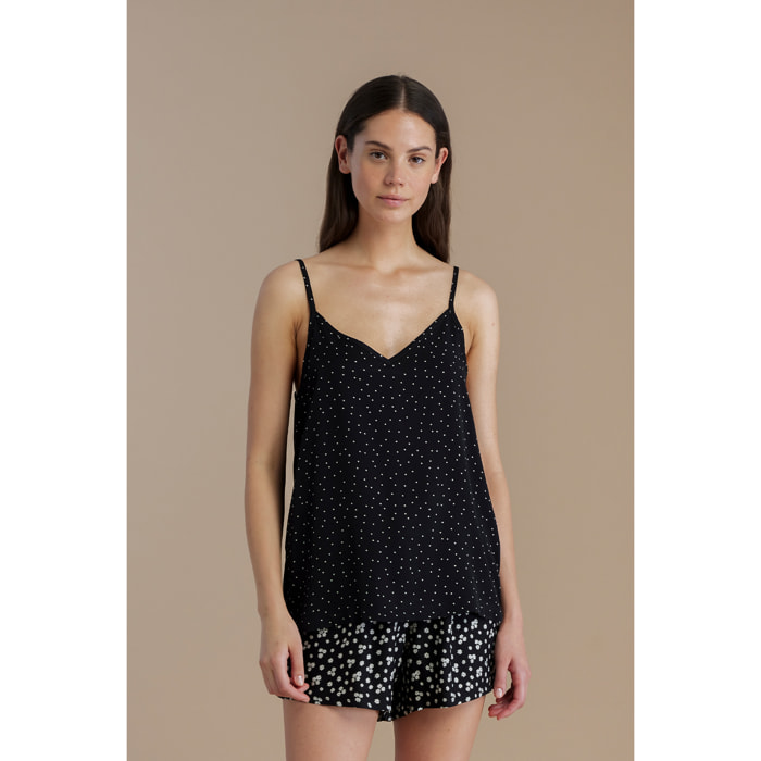 Pigiama donna in viscosa top bretellina e pantalone corto articolo dot Noidinotte