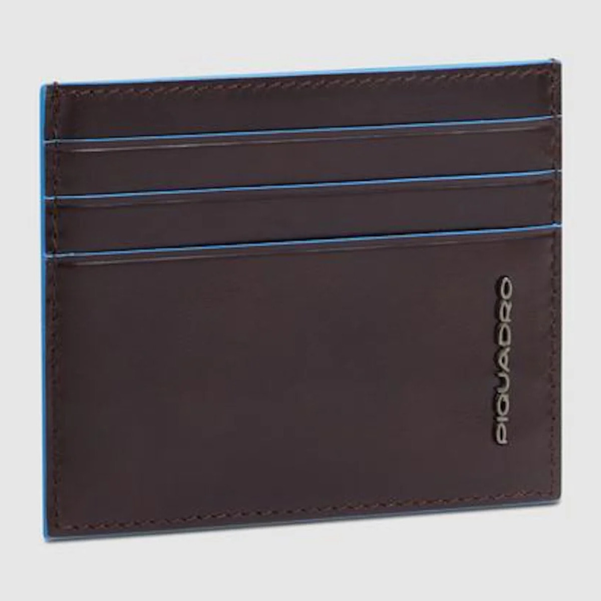 Piquadro Portacarte di credito sottile in pelle, schermato con protezione RFID