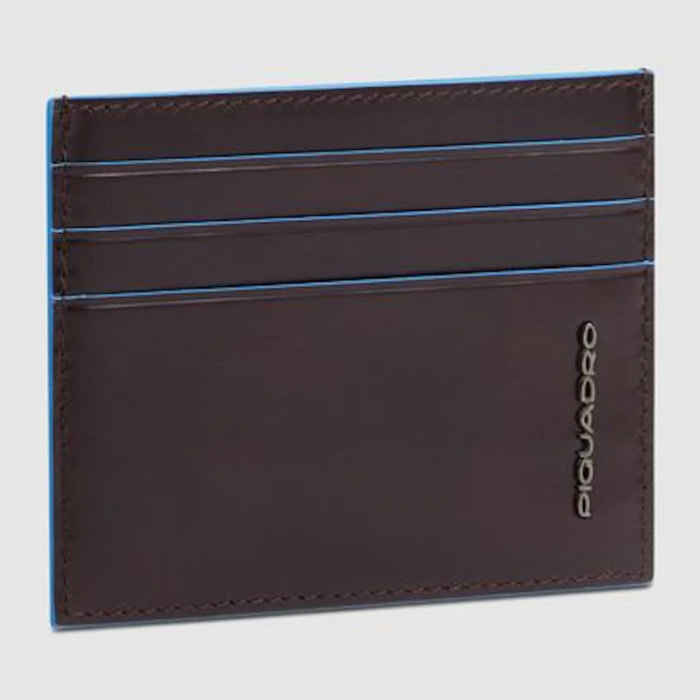 Piquadro Portacarte di credito sottile in pelle, schermato con protezione RFID