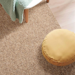 Tapis salon, motif faux uni, poils ras, look chaleureux, entretien