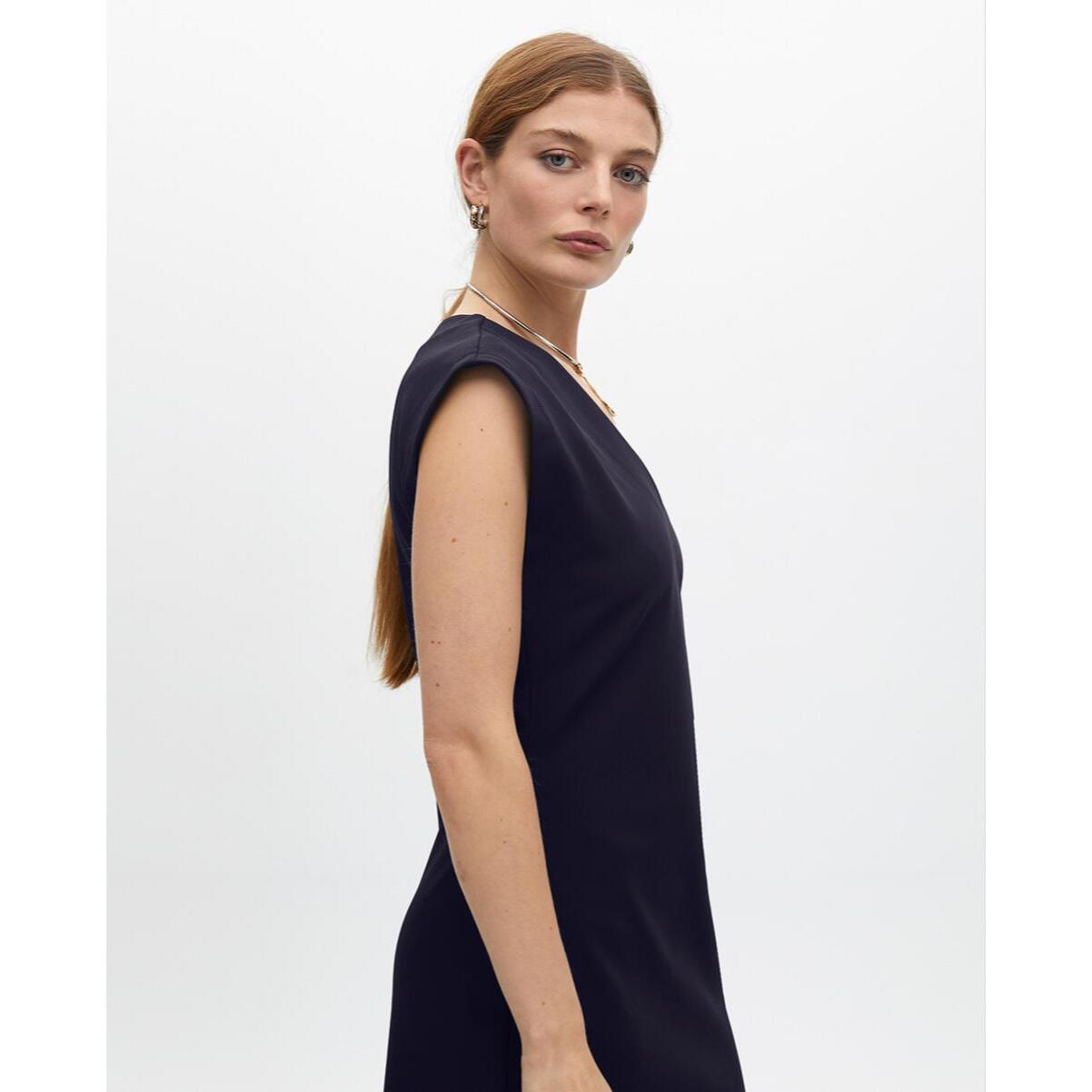 Vestito Midi Aderente in Tessuto Tecnico