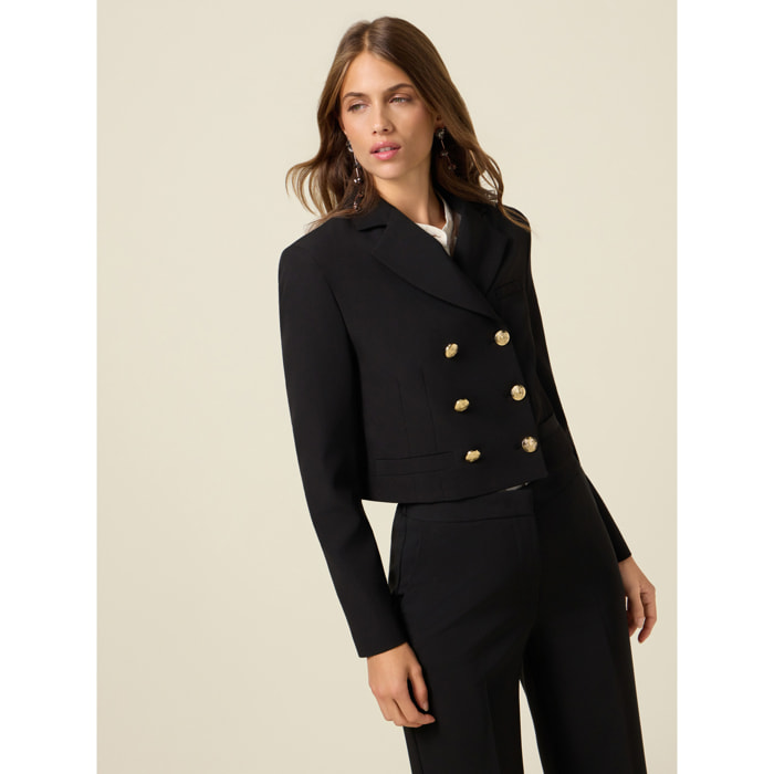 Oltre - Blazer cropped doppiopetto - Nero