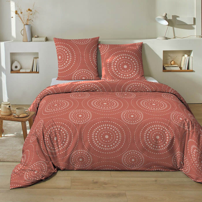 Parure housse de couette coton orange