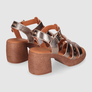 Sandalias de Piel - Oro - Tacón: 7 cm
