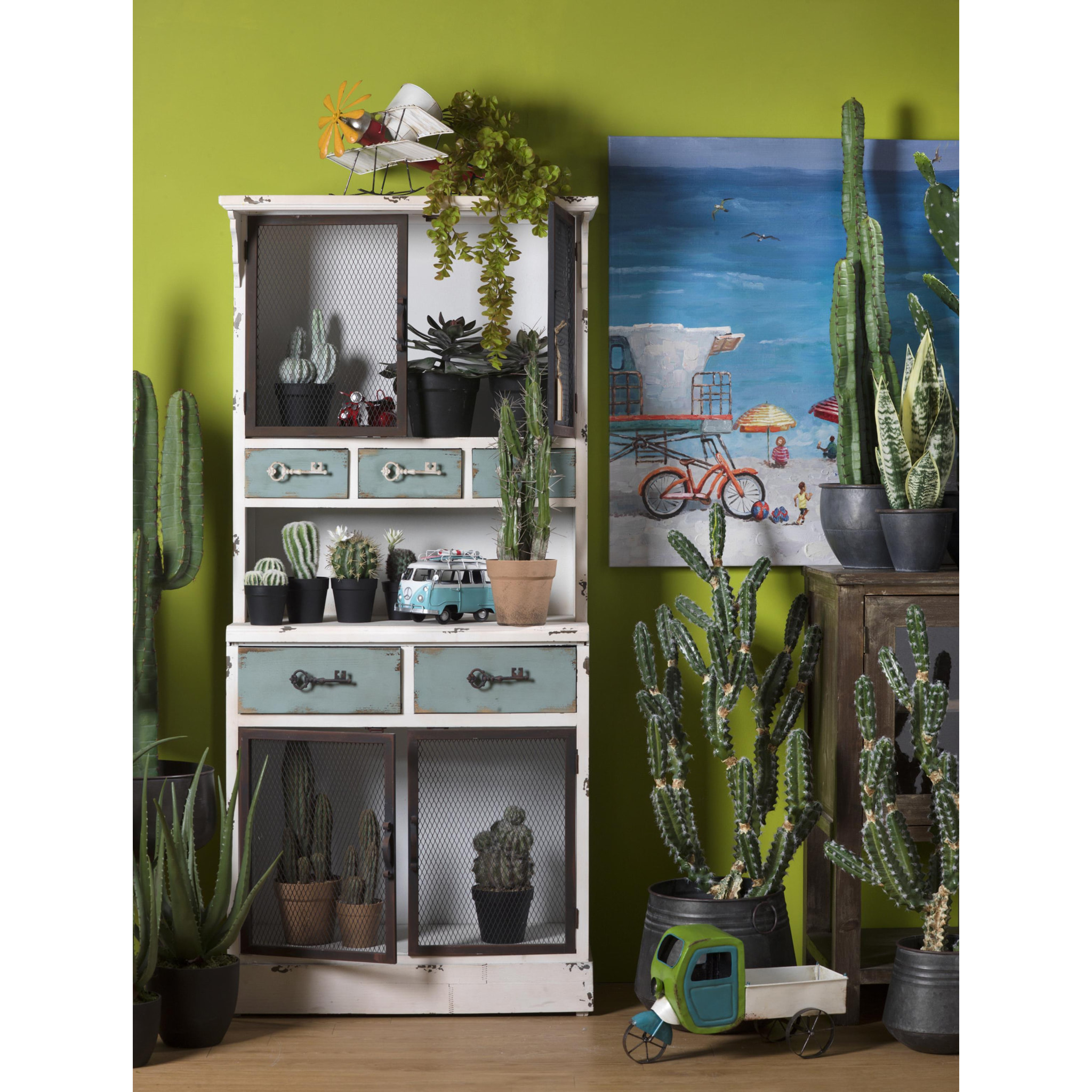 Cactus Con Vaso. Altezza 61 Cm - Pezzi 1 - 25X61X25cm - Colore: Verde - Bianchi Dino - Piante Artificiali