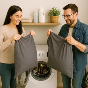 Taies d’oreiller et traversin | Gris | Unies, respirantes & hypoallergéniques