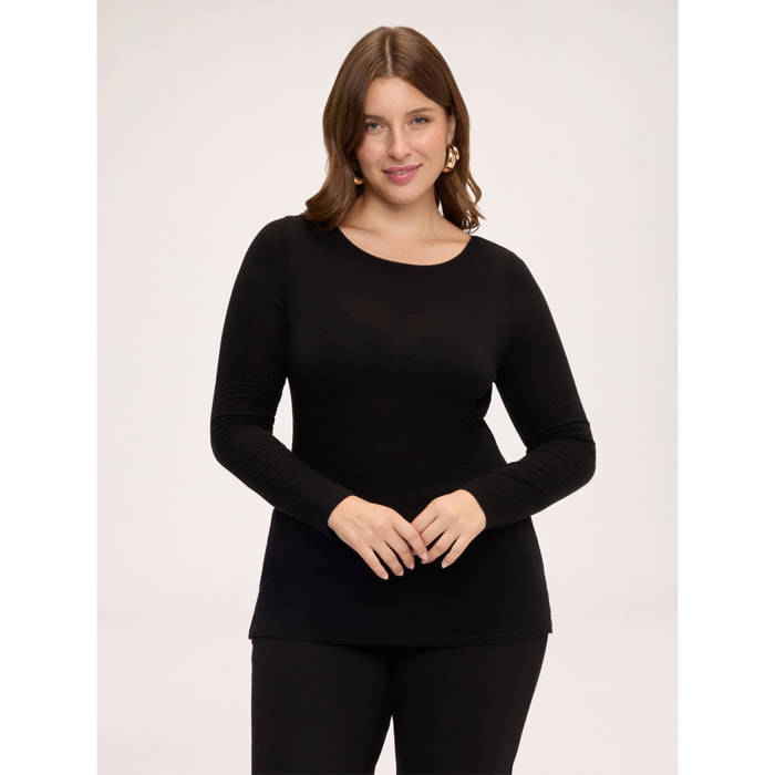 Fiorella Rubino - Maglia second skin in misto cashmere - Nero