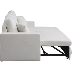 Canapé d'angle convertible/reversible avec coffre "Alain" - 3 places - Bouclettes -  Blanc