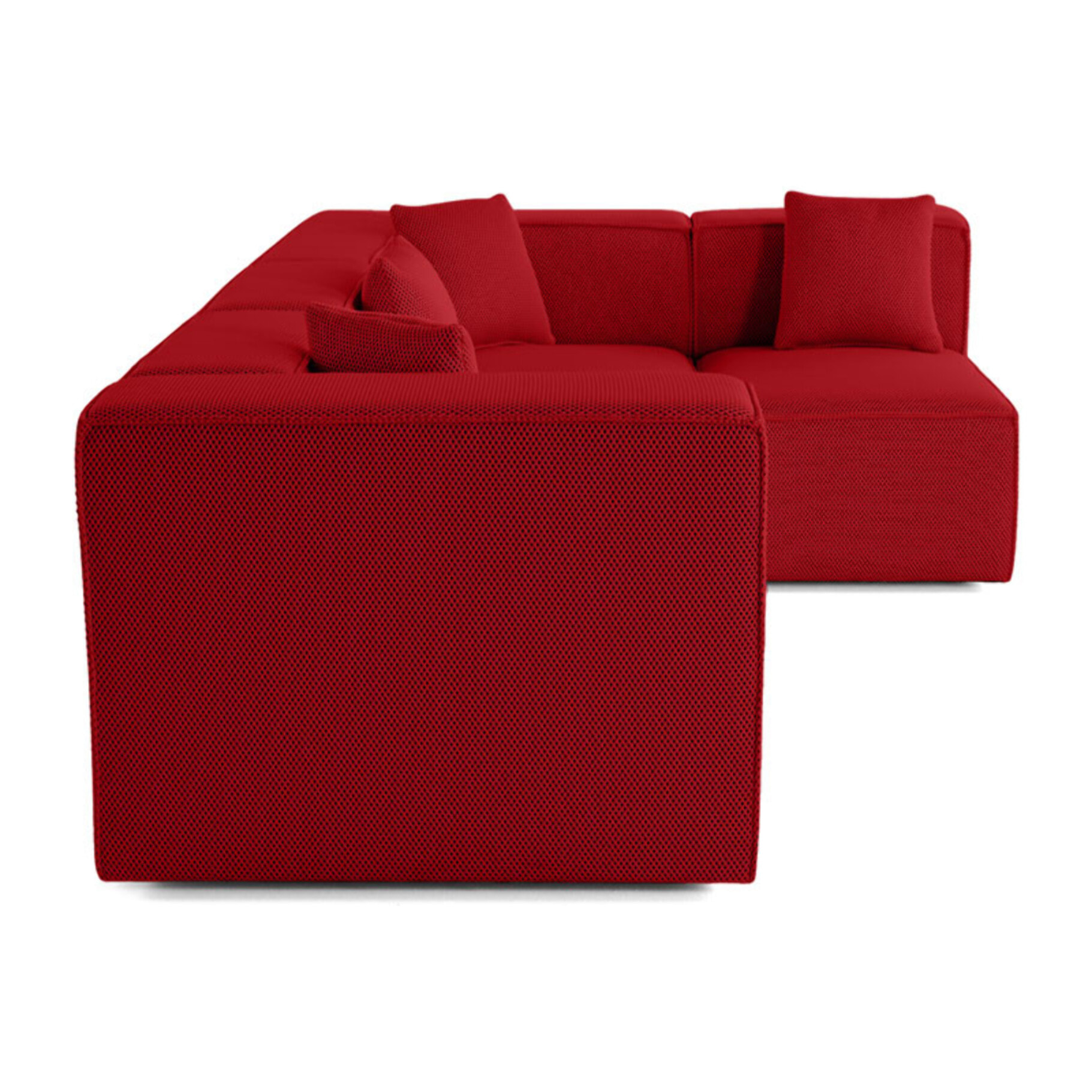Arty - canapé modulable d'angle droit 5 places - en tissu mailles 3D - Rouge