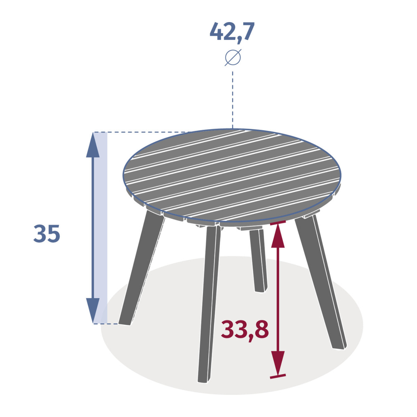 Table d'appoint de jardin ronde "Olvinia" acacia 46x35 cm