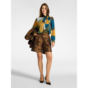 Elena Mirò - Bermuda sartoriali jacquard - Marrone
