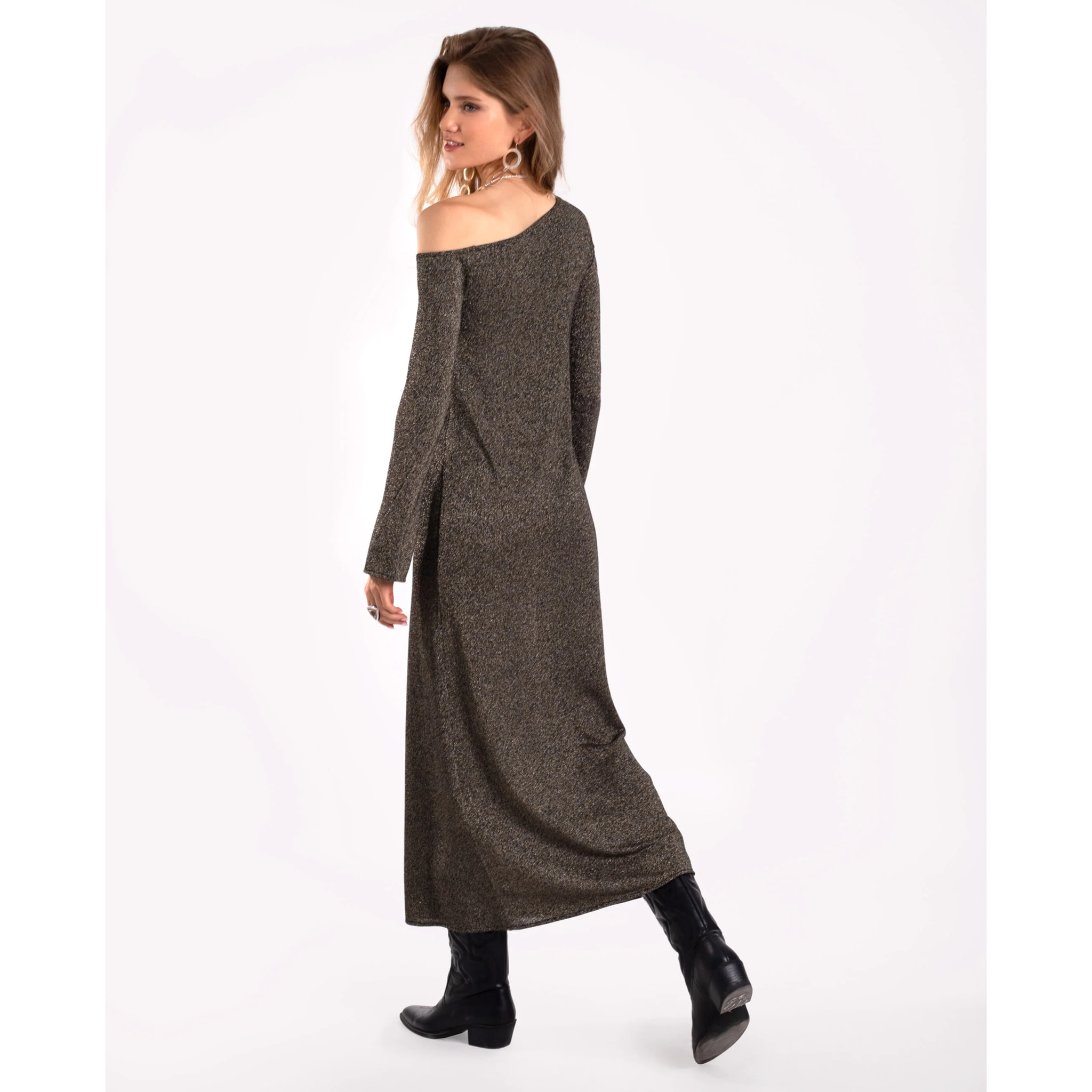 Vestido largo de punto con brillo