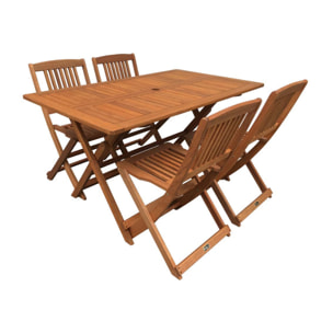 Table et chaises de jardin en bois exotique "Hongkong 4" - Maple - Marron clair