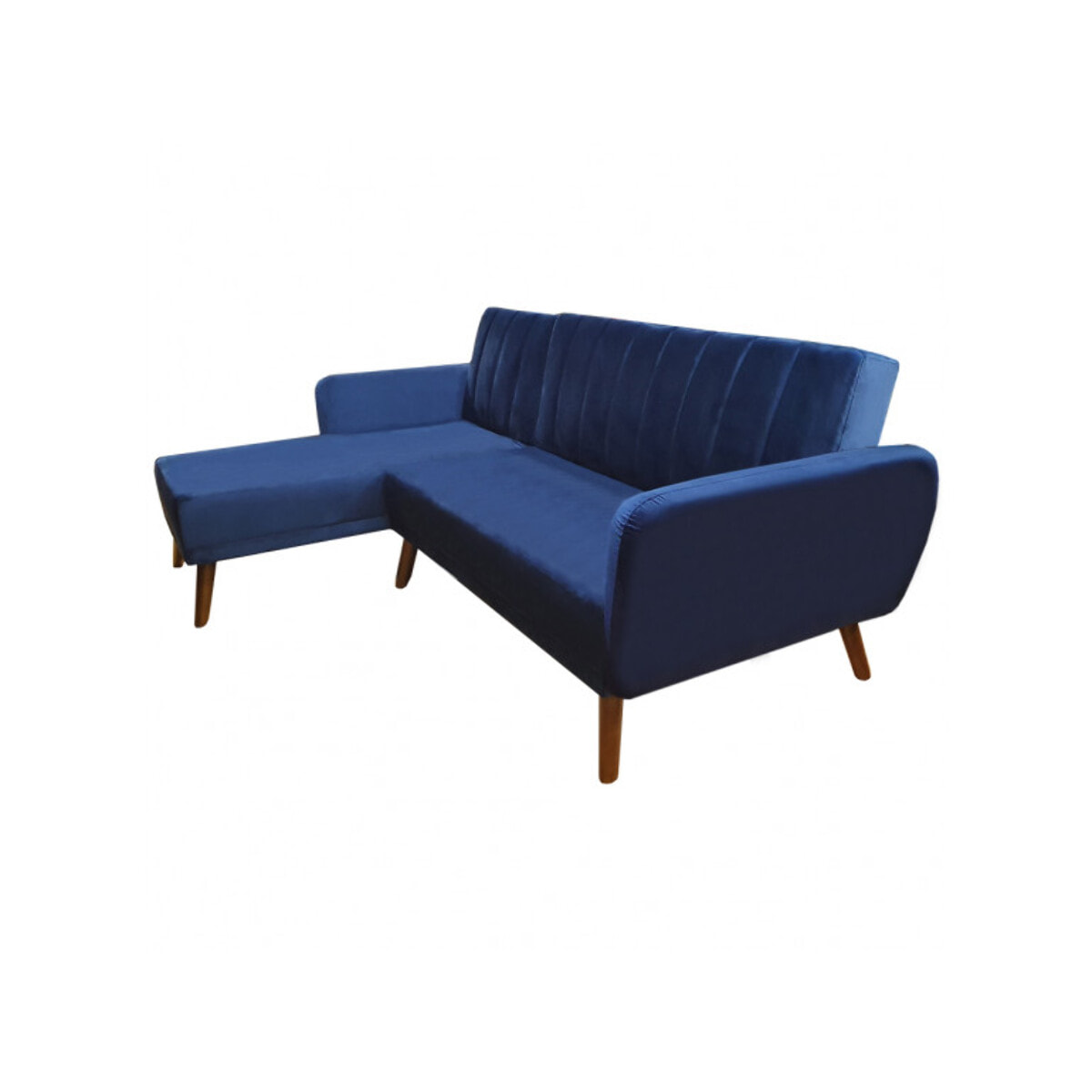 Canapé d'angle réversible et convertible velours bleu - TEDDY