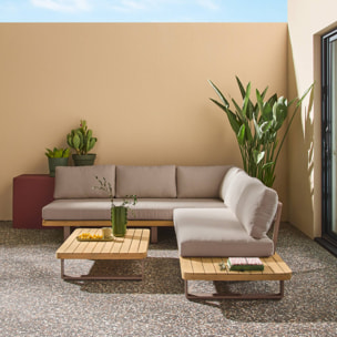 Salon de jardin d'angle bois d'acacia et aluminium 5 places ACALIA LATIKA