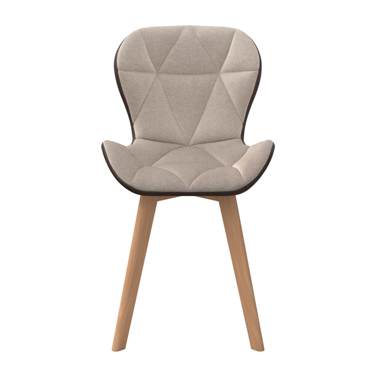 Chaises Gladys en tissu et pieds bois - Taupe /  Marron